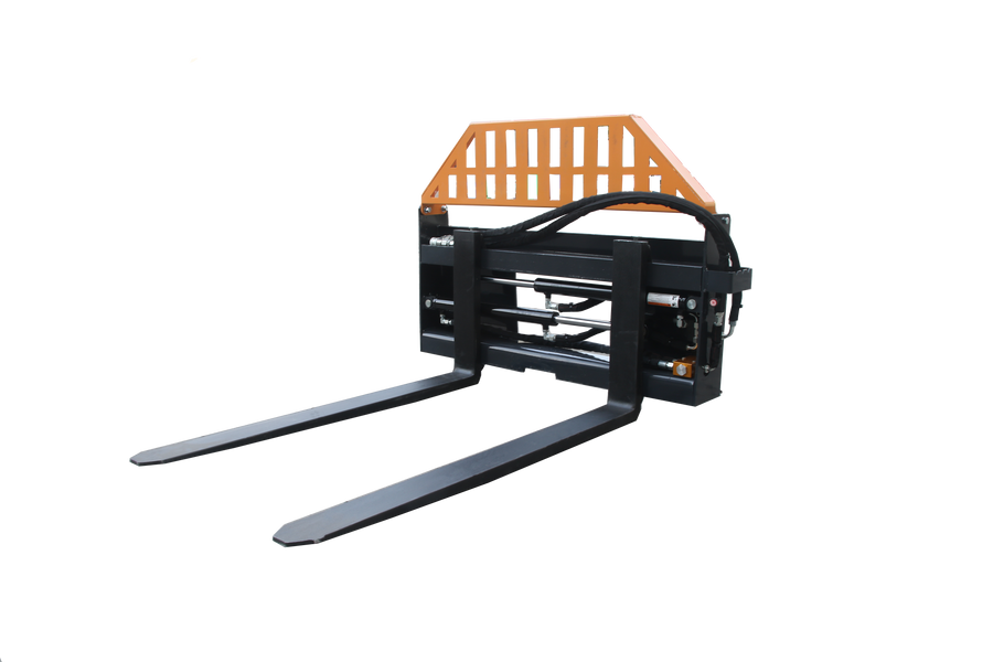 LandTuff™ 48" Hydraulic Adjustable Skid Steer Pallet Forks – 3,300 lb